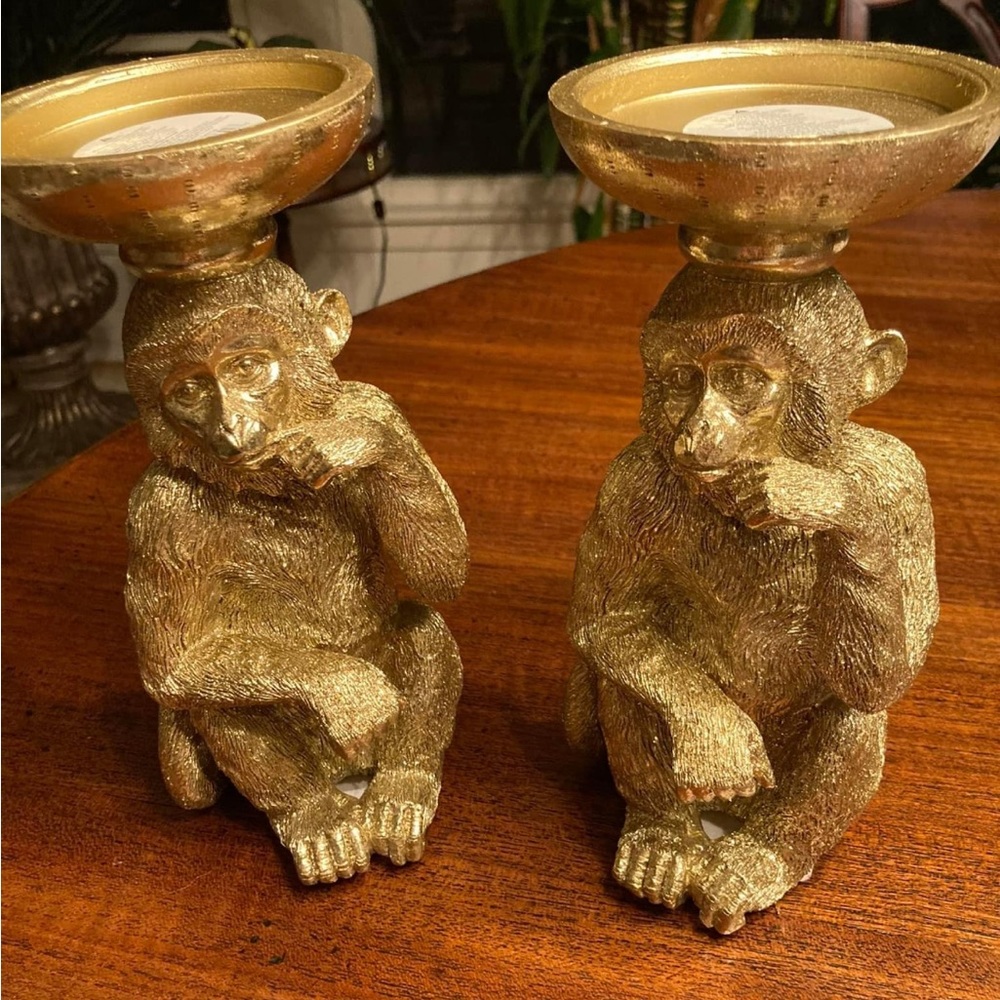 Two monkey candle stick holders - Picture 1 of 1